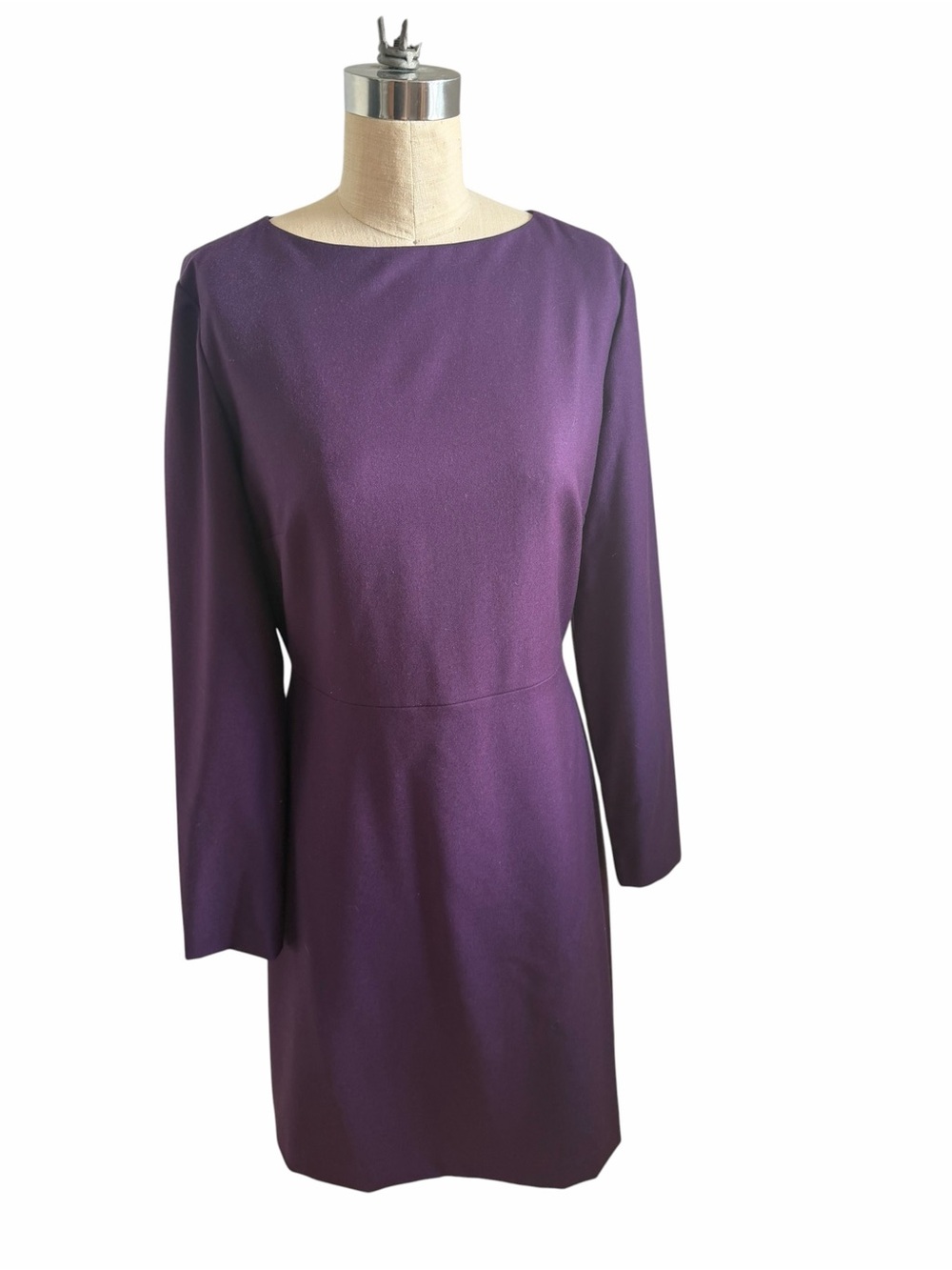 Theory Purple Long-Sleeve Boatneck  Purple Sheath Dress Size 4